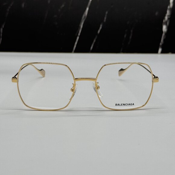 NEW BALENCIAGA BB0090O 003 SQUARE GOLD WOMEN EYEGLASSES BALENCIAGA - Picture 3 of 8
